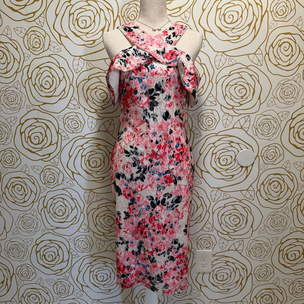 NWT Rachel Roy Floral Cold Shoulder Fitted Dress